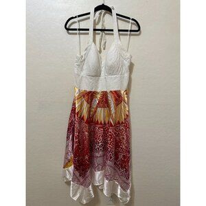 Sangria Womans Hankerchief Halter Dress Size 14 Beachy Travel Tropical Hippie